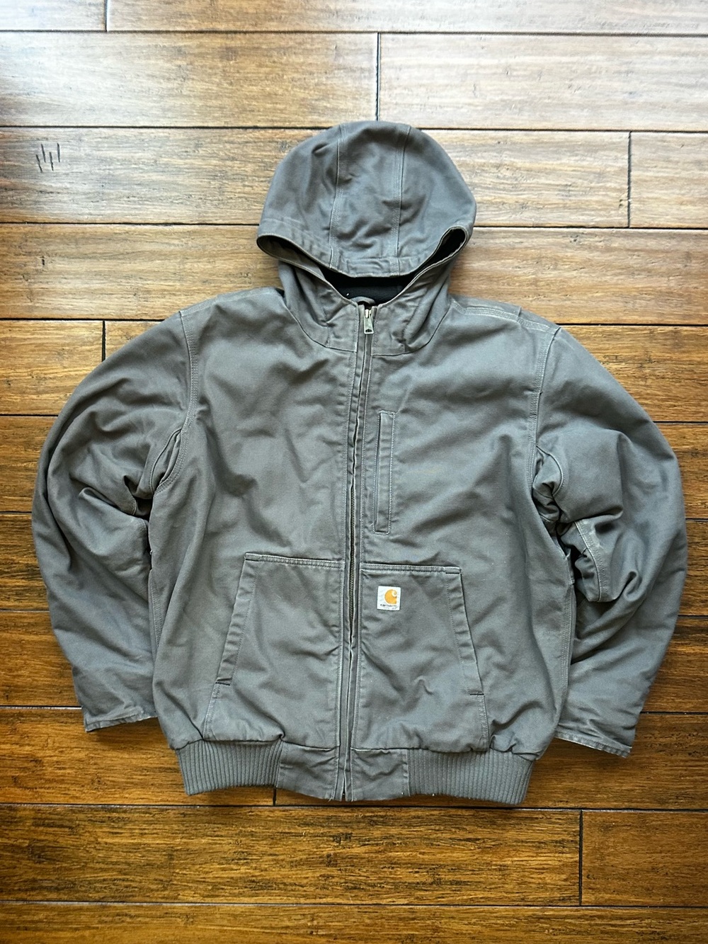 Carhartt Jacket Mens Large Gravel Gray Armstrong Full Swing Hooded 103371 Size L